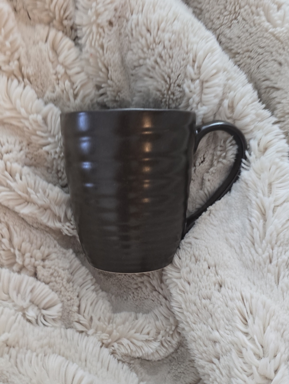 Sango Brown Ribbed Ceramic Mug
